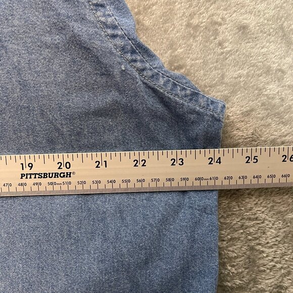 Vtg Women 90s Embroidered Paisley Western Chambray Denim Button Front Shirt XL - Picture 9 of 12